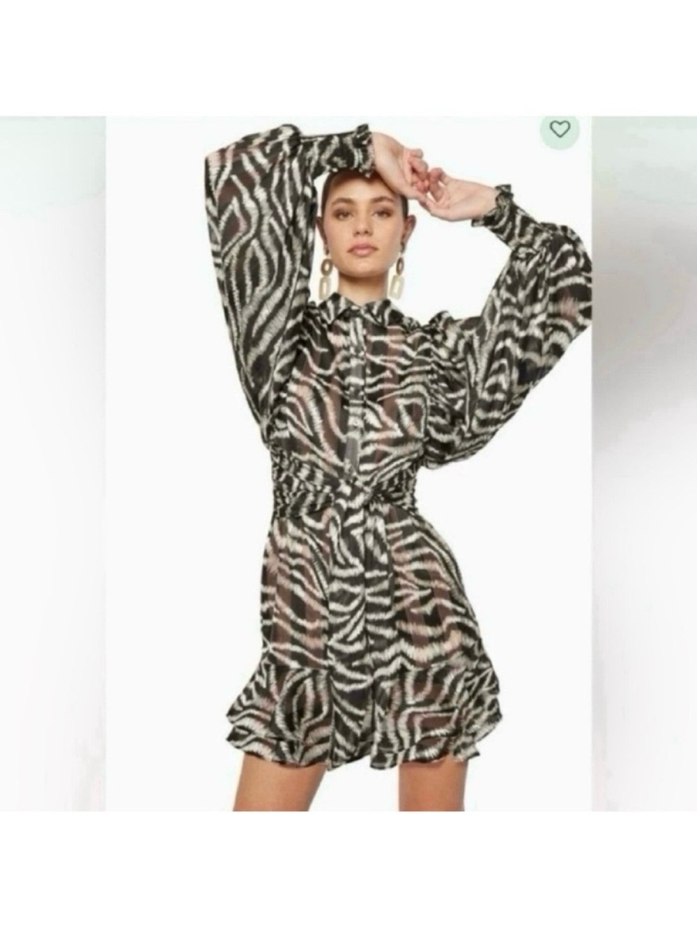 Elliatt Pylos Zebra Mini Dress black White Animal Print Long Sleeve Cocktail